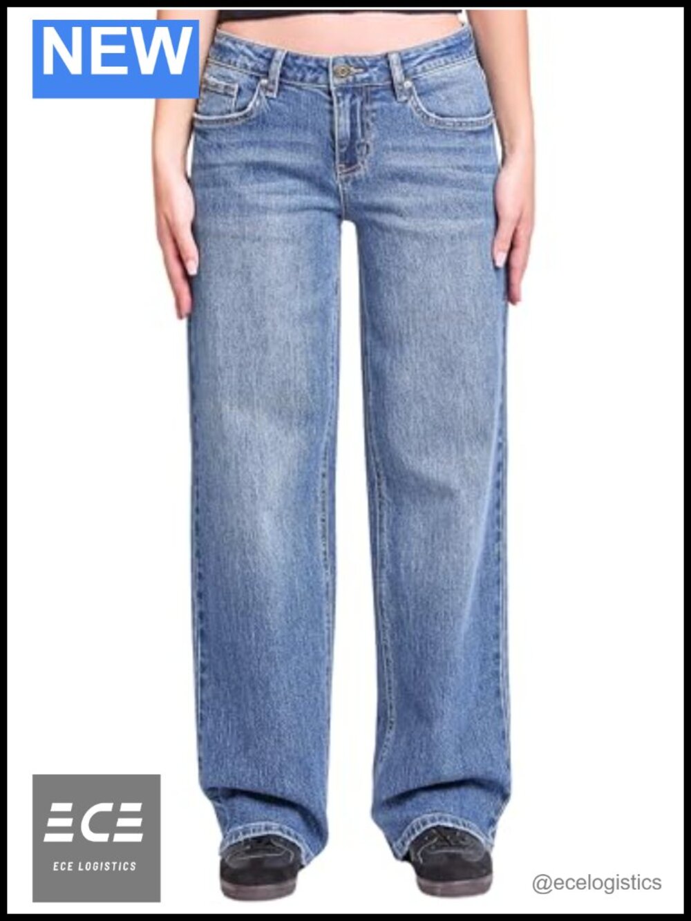 YMI Women's Brittany Low Rise Wide Leg Jeans